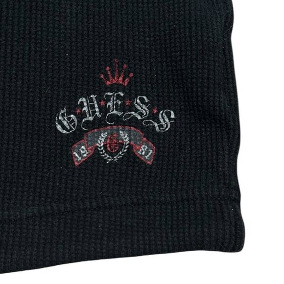 Guess Y2K Grunge Thermal Crop Style Hooded Sweatshirt - Picture 4 of 4